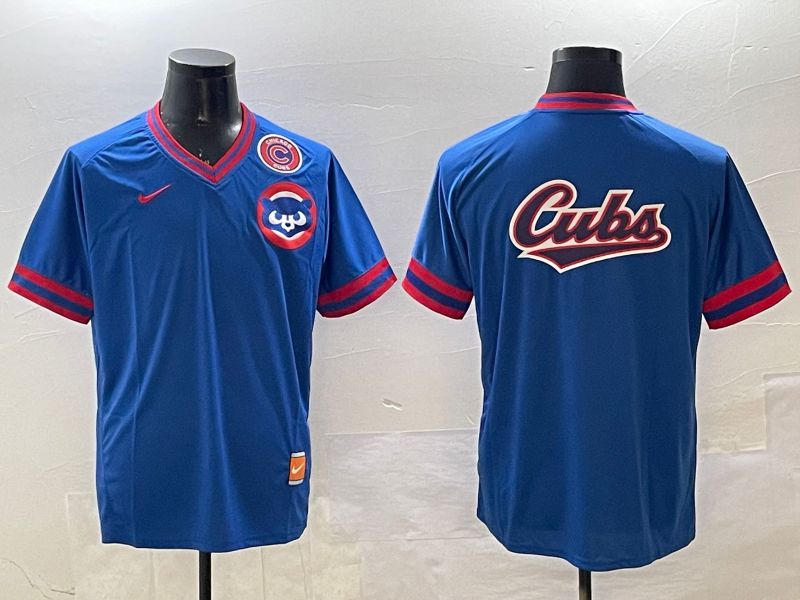 Men Chicago Cubs Blank Blue Throwback Game 2025 Nike MLB Jersey style 6->chicago cubs->MLB Jersey